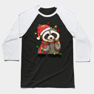 Merry Trashmas, Cute Adorable Raccoon Trash Panda Festival Holiday Design Baseball T-Shirt